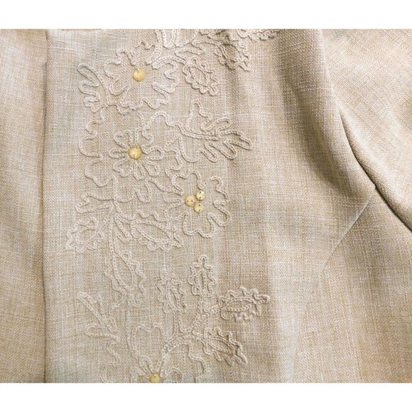 Alfred Dunner La Dolce Vita 2 Pc Pant Suit Beige Long Sleeve Jacket 16 Pants 14 - Picture 6 of 16